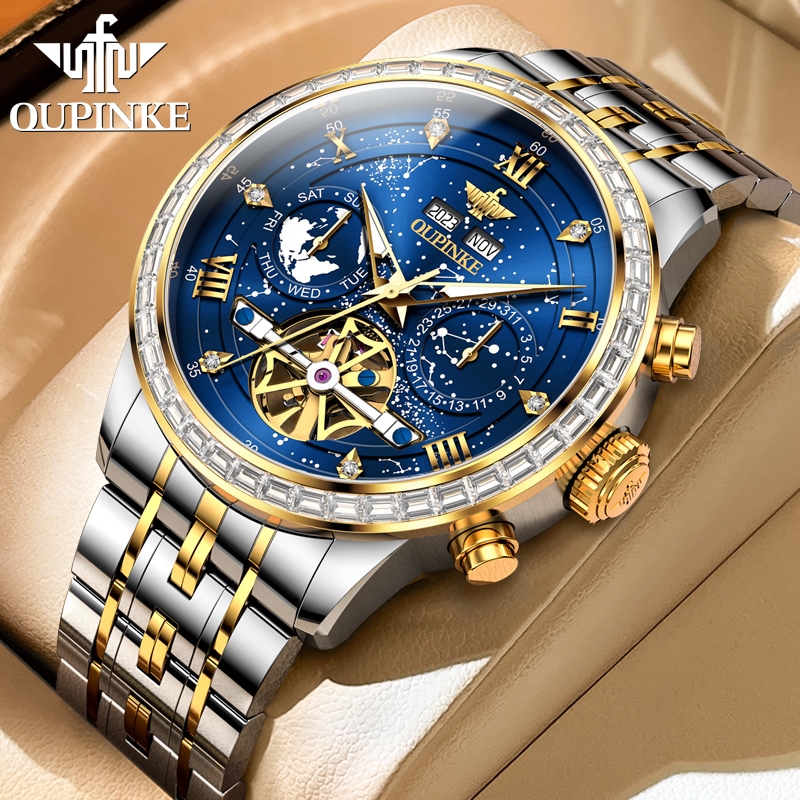 瑞士欧品客男士多功能机械手表