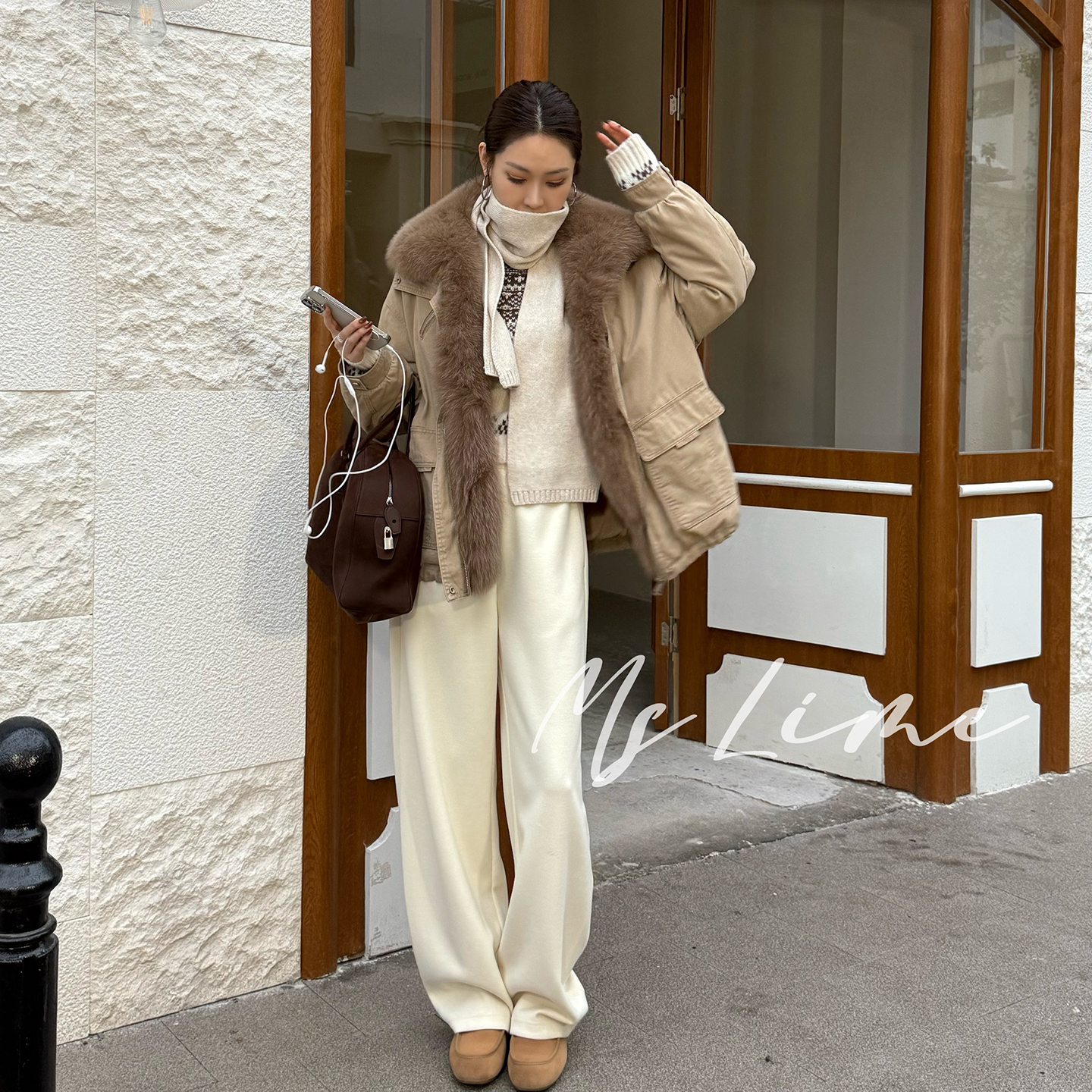 MsLime王嬛嬛90白鹅绒派克羽绒服