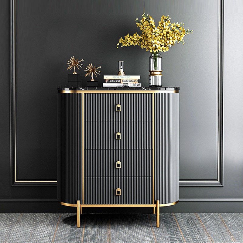 实木五斗柜轻奢简约后现代入户装饰柜卧I室客厅大理石收纳储物斗