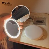 MOLA.Kind.文化创意化妆镜带灯双面小镜子小号手持折叠镜 善聆