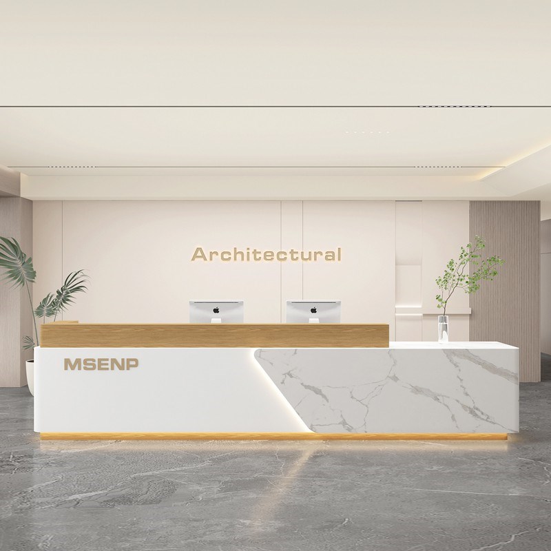 简约现代公司前台接待台酒店咨询服务台培训N机构吧台收银台迎宾