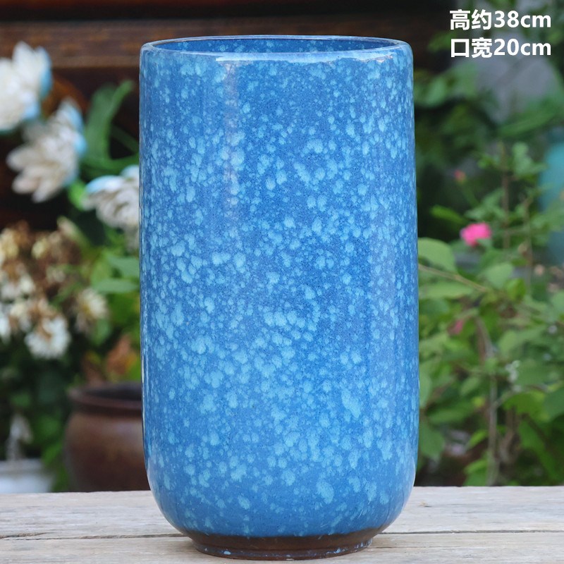 多肉花盆陶瓷九重葛九尾狐特别大直径高H桩植物粗陶创意覆古绿色