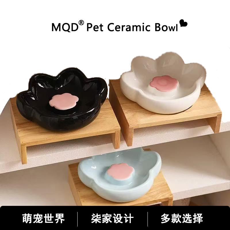 陶瓷宠物慢食碗盘护颈椎猫碗猫咪餐盘防噎缓食猫粮碗狗食盆粮食盘