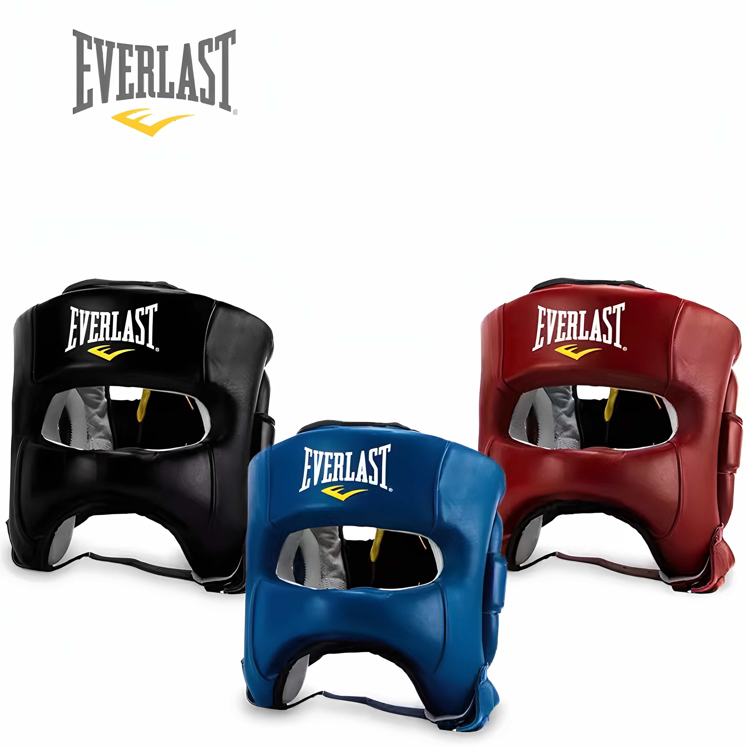 EVERLAST Headgear 精英真皮拳击泰拳综合格斗散打横梁头盔护头