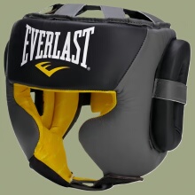 正品真皮EVERLAST全防护格斗头盔散打护具训练装备拳击头盔护头