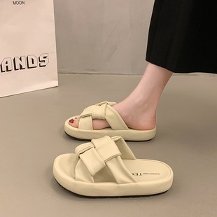 踩屎感厚底凉拖鞋 休闲一字拖U海边孕妇沙滩凉 女夏季 外穿2025新款