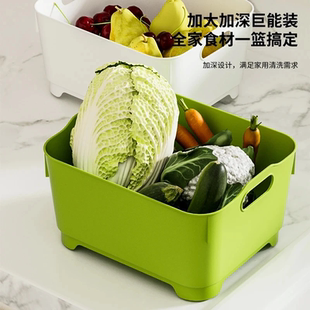 大容量手提沥水盆家用厨房水槽蔬菜水果沥水篮洗碗洗菜排水塞