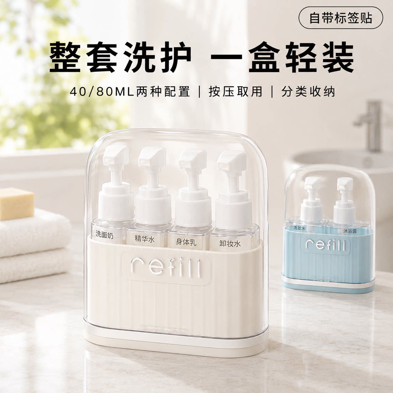 按压分装瓶旅行便携套装收纳沐浴露洗发水护肤品乳液分装小空瓶子
