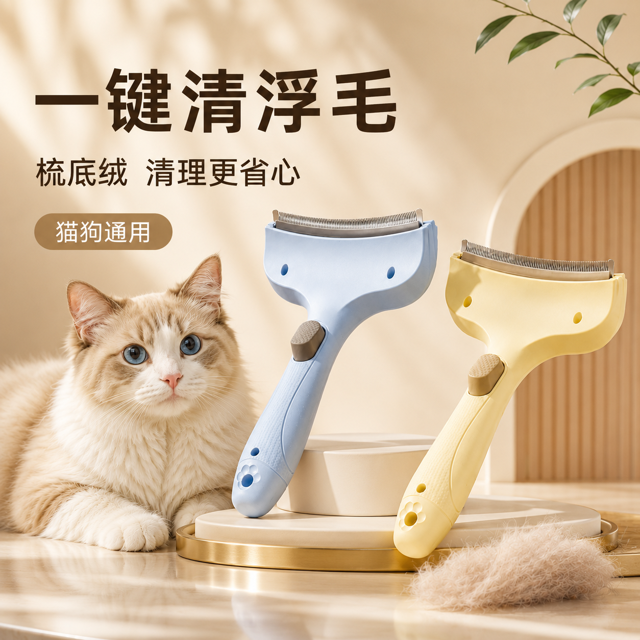 猫咪无刀片去底绒梳不伤肤