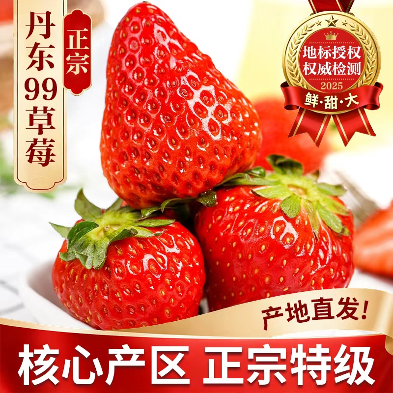 辽宁丹东99大草莓奶油红颜草莓