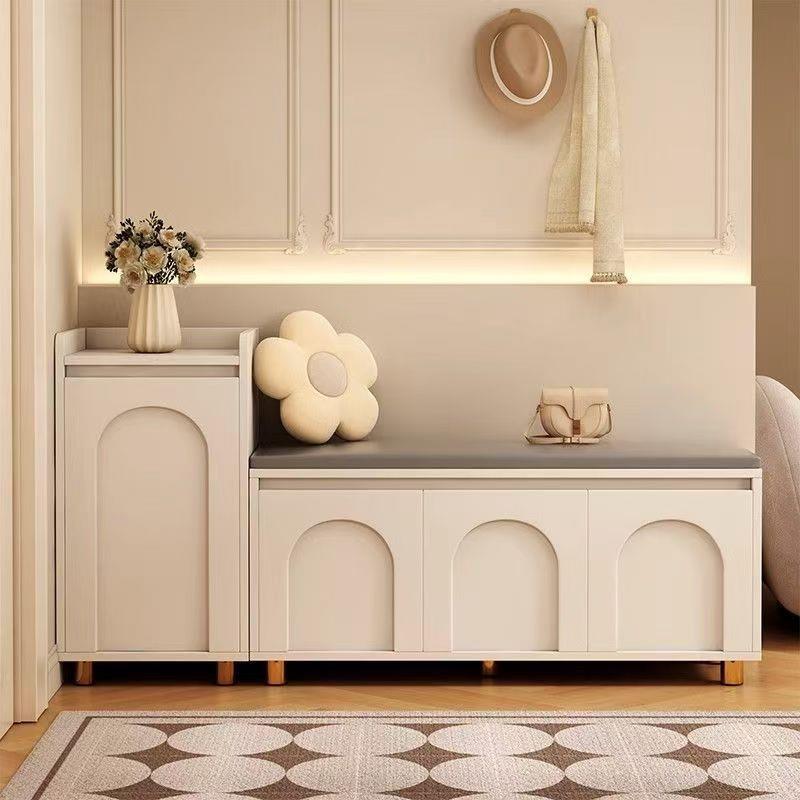 法式奶油风换鞋凳家用门口可坐鞋柜坐凳一体鞋子收纳柜多层鞋架子