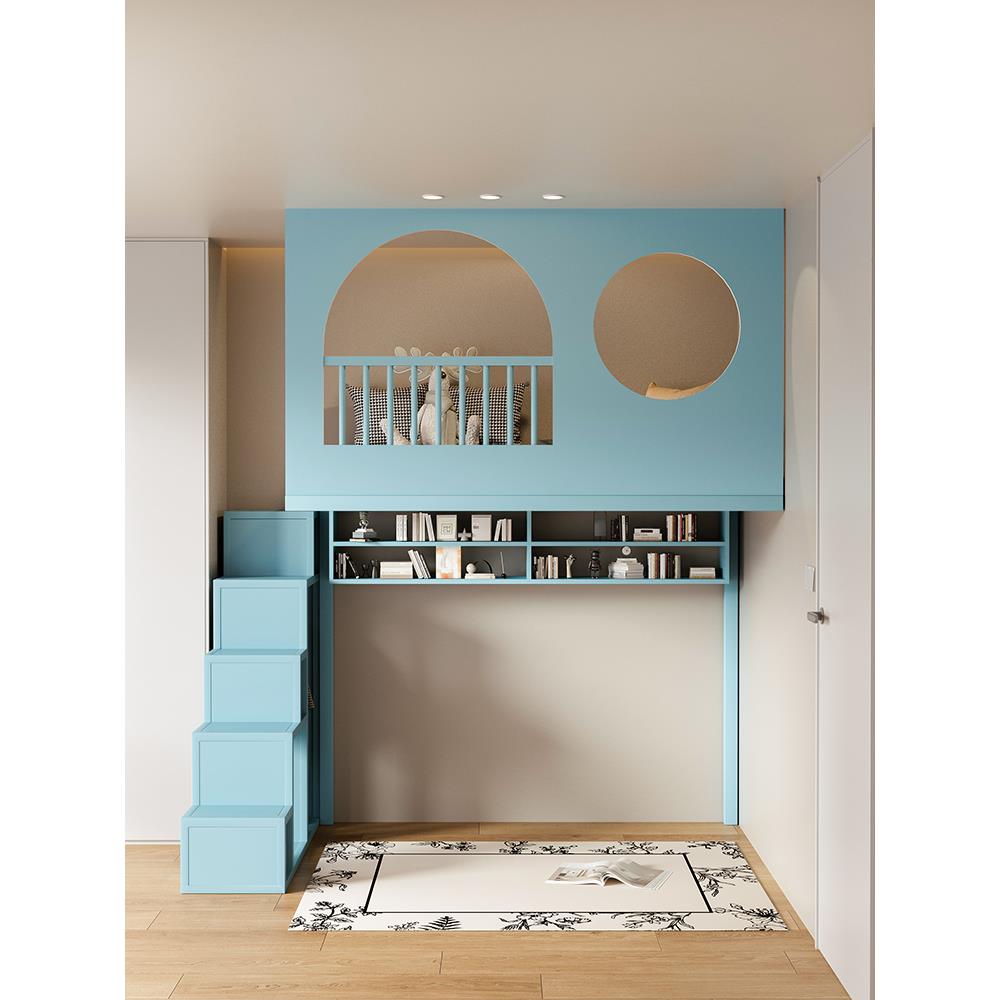 覆式高架床上床下桌组合床阁楼式床儿童床互不干扰母子二楼床树屋