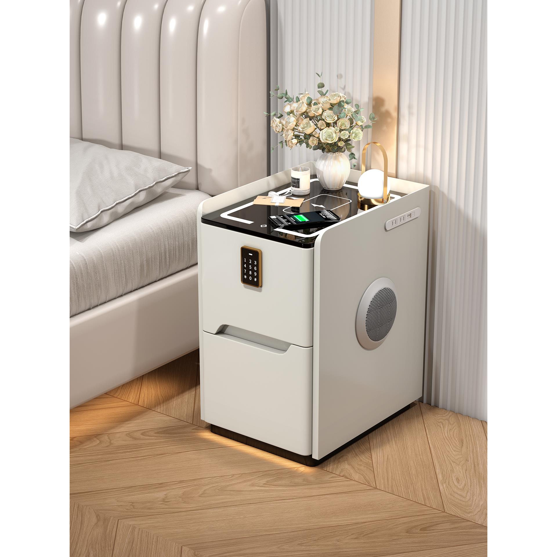 小型床头柜轻奢家用卧室实木收纳柜床边超窄夹缝柜置物架简约现代