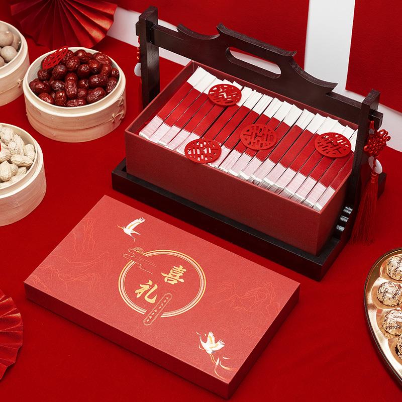 订婚彩礼钱盒子礼金盒结婚现金彩礼盒聘礼箱陪嫁提亲聘礼盒加三金