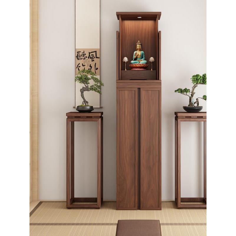 新中式现代立柜黑胡桃木财神佛龛神龛神台家用财神柜子佛台菩萨柜