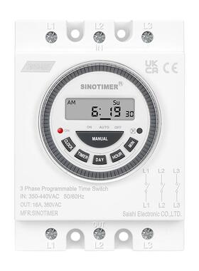 TM619-380V 背光三相定时器时控开关7天周可编程水泵时间控制器