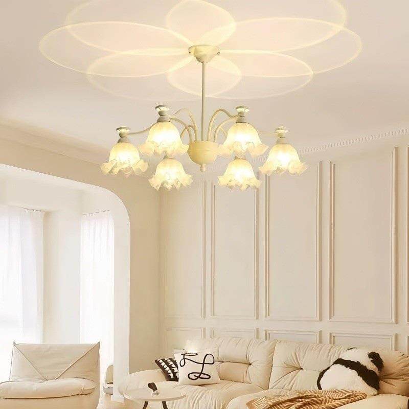 法式复古奶油风吊灯花朵网红氛围投影客厅大气餐厅灯书房卧室灯具