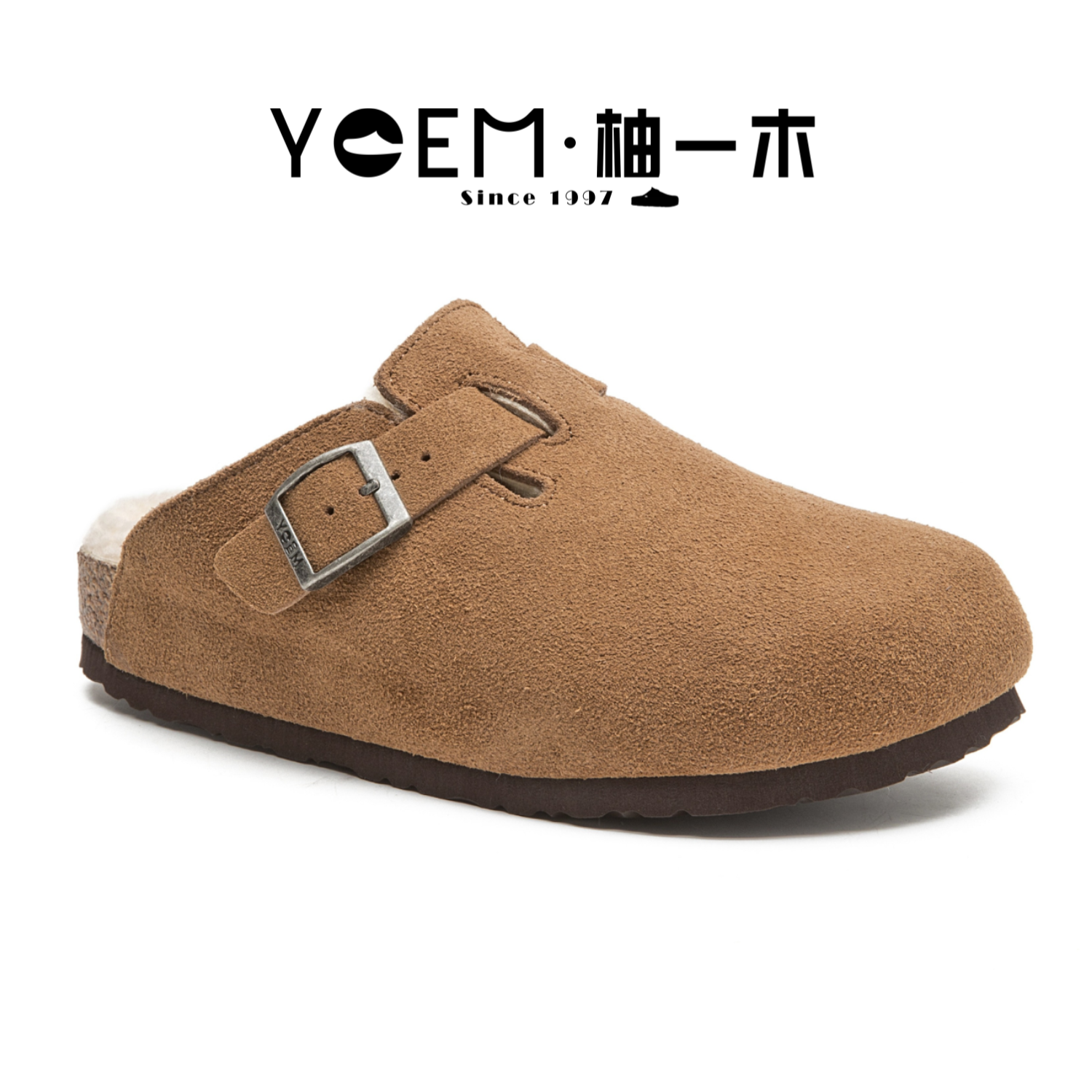 YOEM/柚一木半包羊皮毛冬季一体加绒保暖软木底真牛皮日系6618,女鞋,勃肯鞋/软木鞋,淘宝优惠券,粉丝福利购,淘宝优惠卷