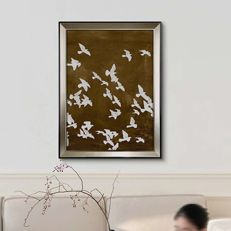 翩飞 法式复古餐厅装饰画抽象艺术中古风客厅挂画卧室过道壁画