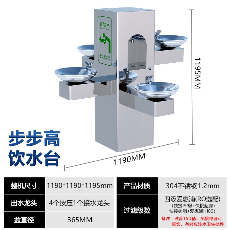 广场不锈钢洗手盆公共户外直饮水机净水过滤N室外饮水机公园直饮