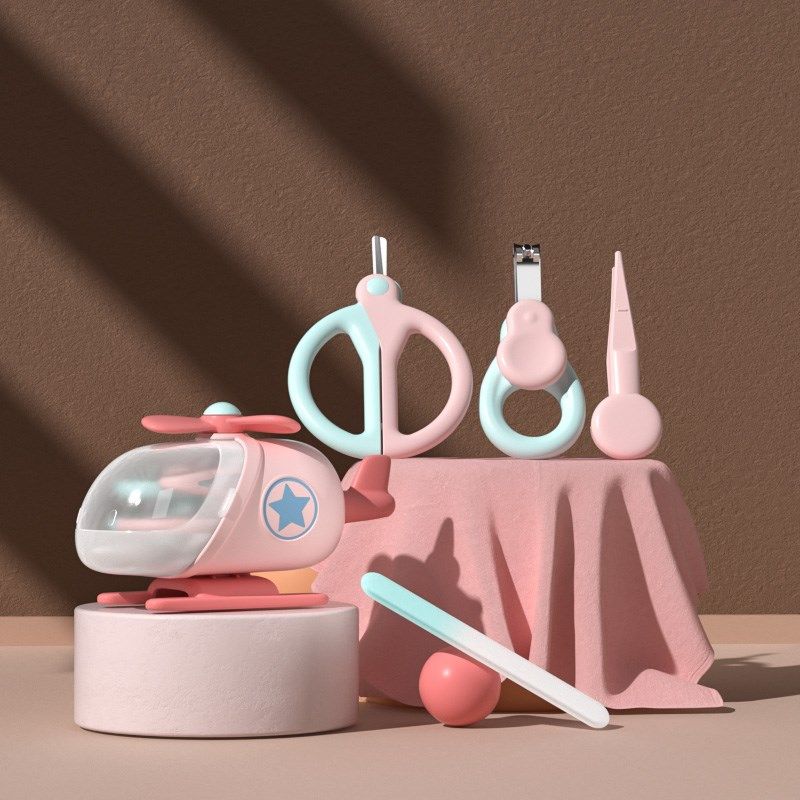 甜奈婴儿指甲剪套装安全防夹肉宝宝指甲剪刀4件套儿童用品