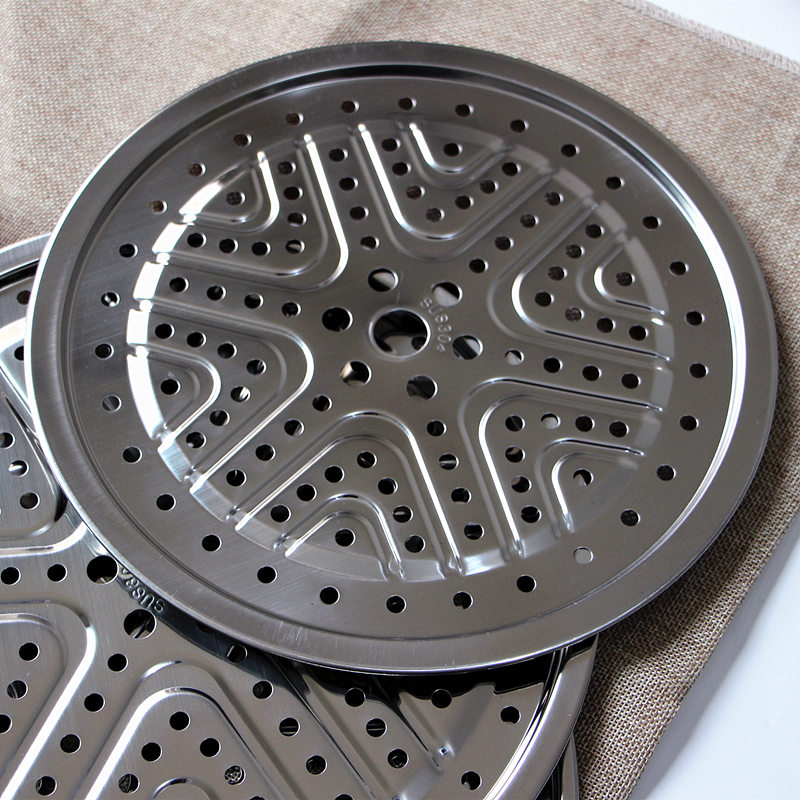 加厚加厚304不锈钢炒锅蒸架圆形蒸片蒸馒K头包子蒸笼蒸盘家用蒸锅