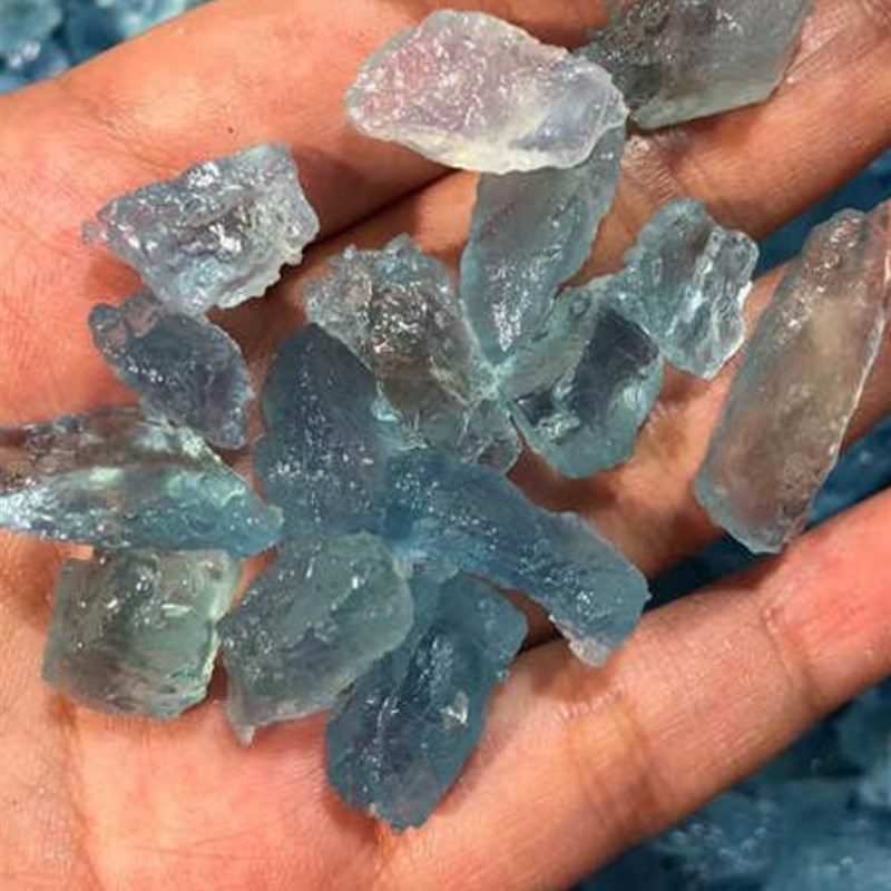 坦桑尼亚海蓝宝15n-25mm高冰透原石吊坠矿石标本蓝色水晶