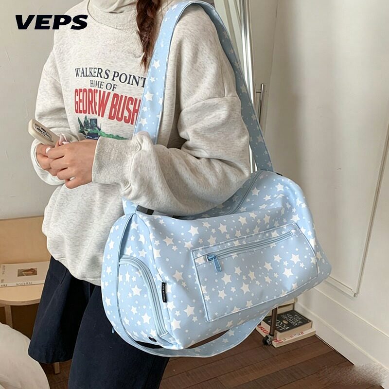 VEPS新款韩版大容量行李袋旅行包手提运动瑜伽斜挎包简约健身包女
