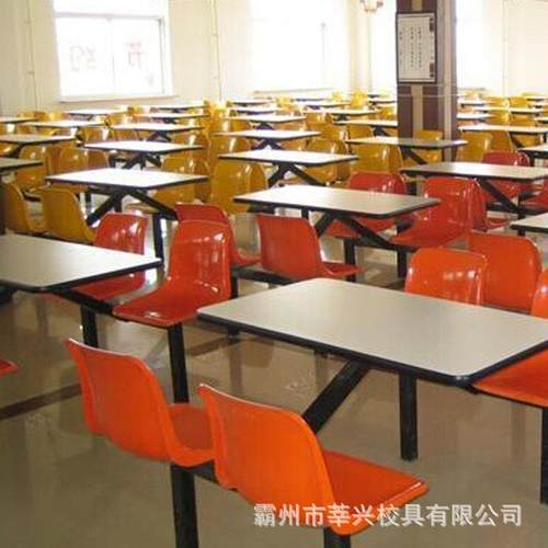 供应四人连体餐桌椅简约玻璃钢快餐桌椅小吃店餐桌椅员工食堂桌椅