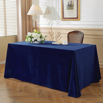 加厚绒布会议桌桌布定制印logoC展会广告桌套罩红色台布轻奢高级