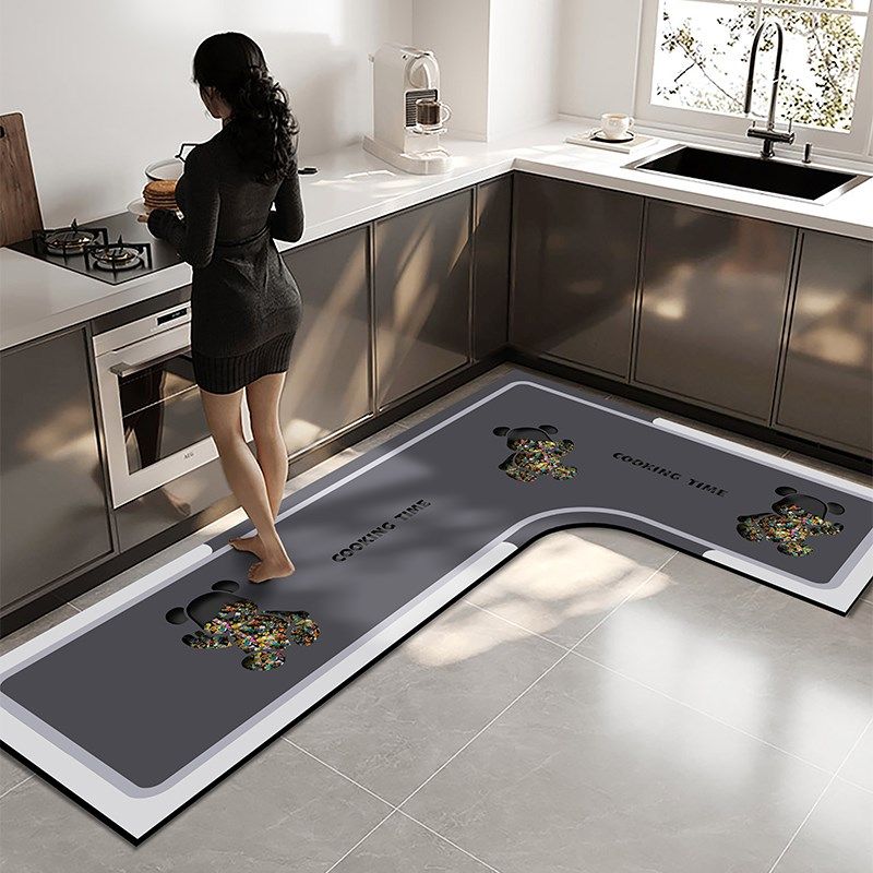 L形厨房地垫2024新款防滑防油可擦免洗脚垫家用防水耐脏专用地毯,居家布艺,厨房地垫,淘宝优惠券,粉丝福利购,淘宝优惠卷