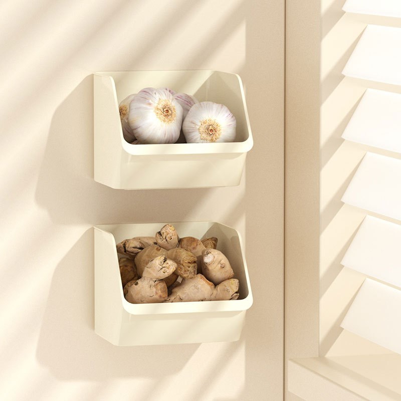 家用壁挂多功能i葱姜蒜厨房收纳盒卧室免打孔收纳篮挂篮墙上置物