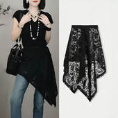 2025夏季 新款 不规则复古下摆蕾丝半身裙女显瘦百搭遮肉显瘦屁帘