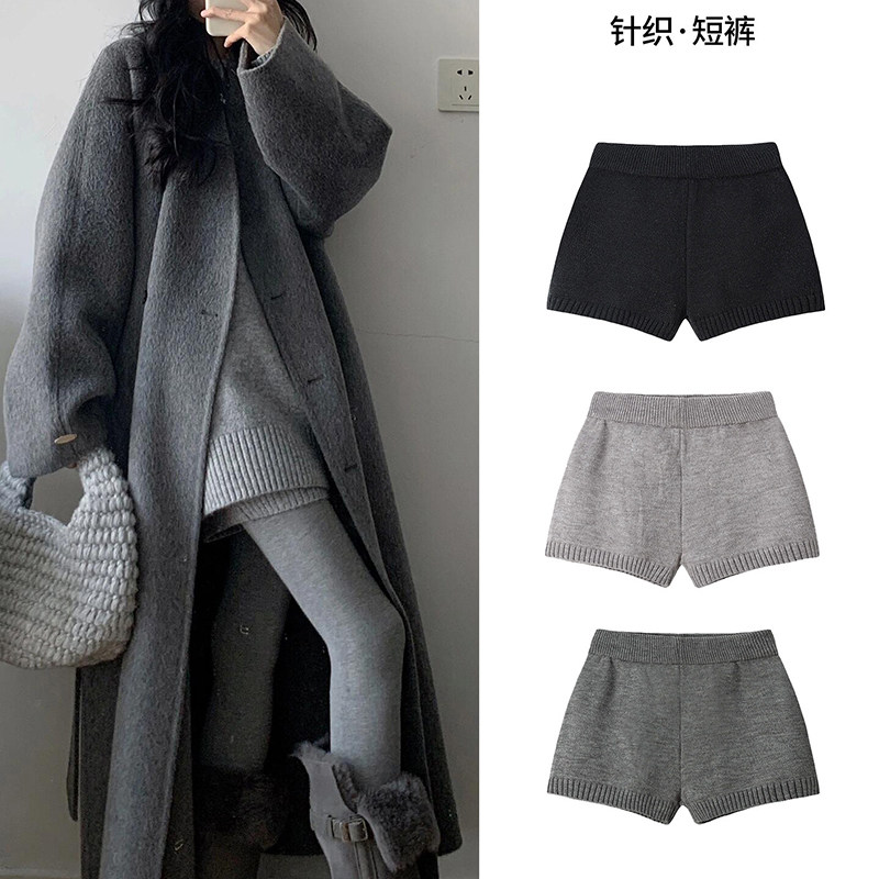 2025女装灰色冬季针织辣妹打底短裤秋季显瘦高腰修身百搭休闲裤子,女装/女士精品,短裤,淘宝优惠券,粉丝福利购,淘宝优惠卷