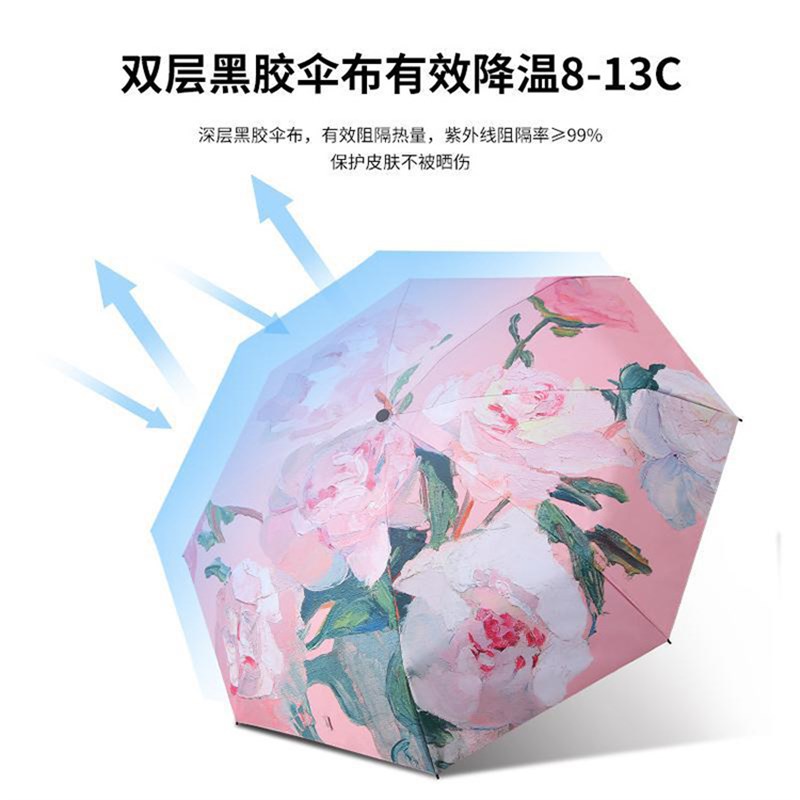 双面双花高颜值双层太阳伞女遮阳伞防紫外线防晒晴雨两用折叠伞