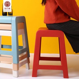 孙小美加厚塑料凳子家用可叠放椅子现代简约矮凳可摞叠特厚高胶凳