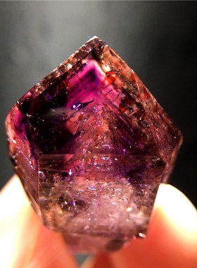 紫发晶金红草g莓晶云母权杖骸骨骨干超七原石水晶水胆吊坠编制开