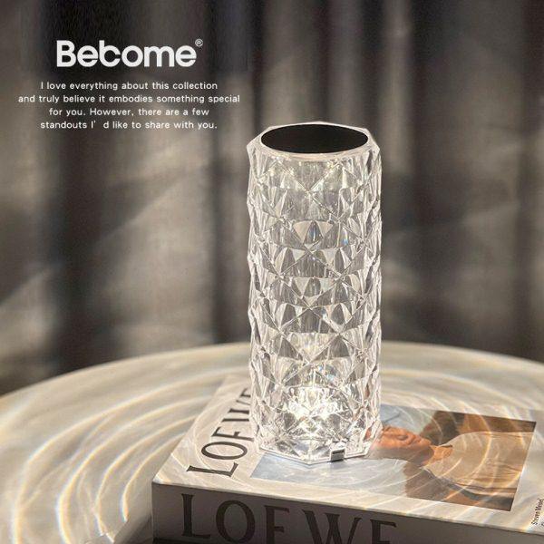 研舍欧式玫瑰花瓣氛围水晶台灯简约充电触摸书房卧室床头小夜灯D