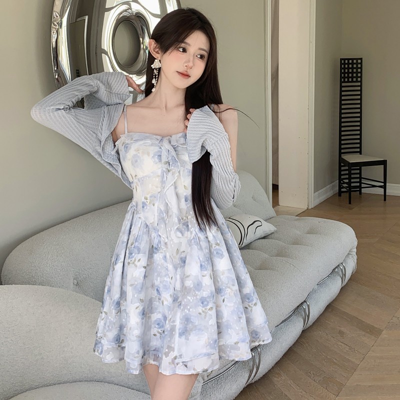 大码法式高级感吊带连衣裙女春季时尚公主蓬蓬裙胖MM遮肚显瘦裙子