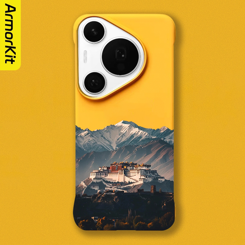 适用华为Pura70Pro+/p60Pro无边框手机壳布达拉宫轻薄防摔Huawei70Ultra防摔亲肤硬壳大孔p50/80Pro+磁吸后壳