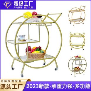 家用厨房手推车餐厅酒水餐边车 复古移动餐车 茶水边柜置物架