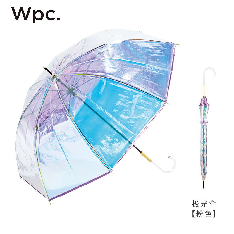 2021新款Wpc.日系炫彩浪漫梦幻美丽彩虹色极光伞透明长柄雨伞