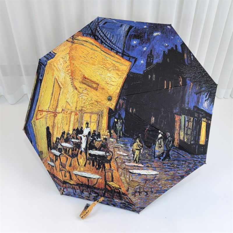 韩国Famous painting油画系列 进口枫木全自动白胶男女折叠晴雨伞