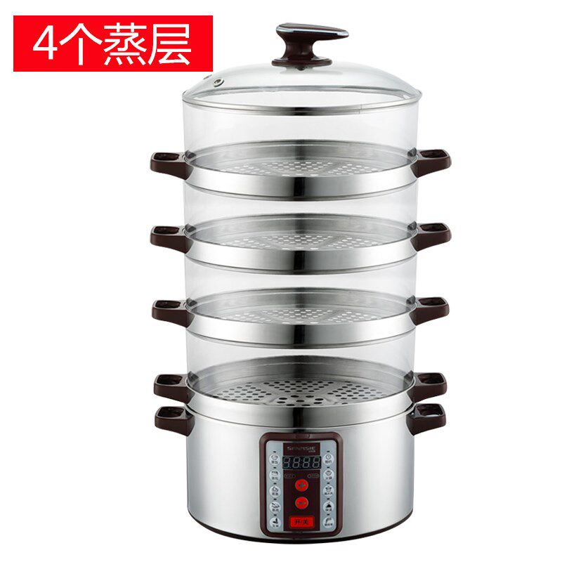 山姆斯多层电蒸锅蒸锅大容量透明蒸笼商用玉米蒸煮电锅保温32cm