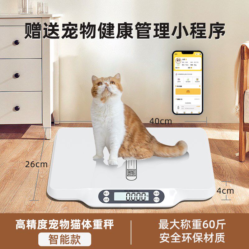 小白秤小型宠物体重秤便携式可分离电子称家用充电猫咪仓鼠称重器