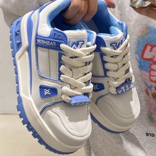 厚底板鞋 欧货小白鞋 女n2025早春增高松糕小胖丁休闲运动大头面包