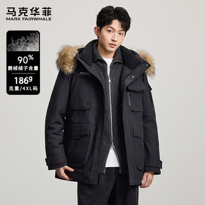 马克华菲休闲毛领鹅绒羽绒服外套