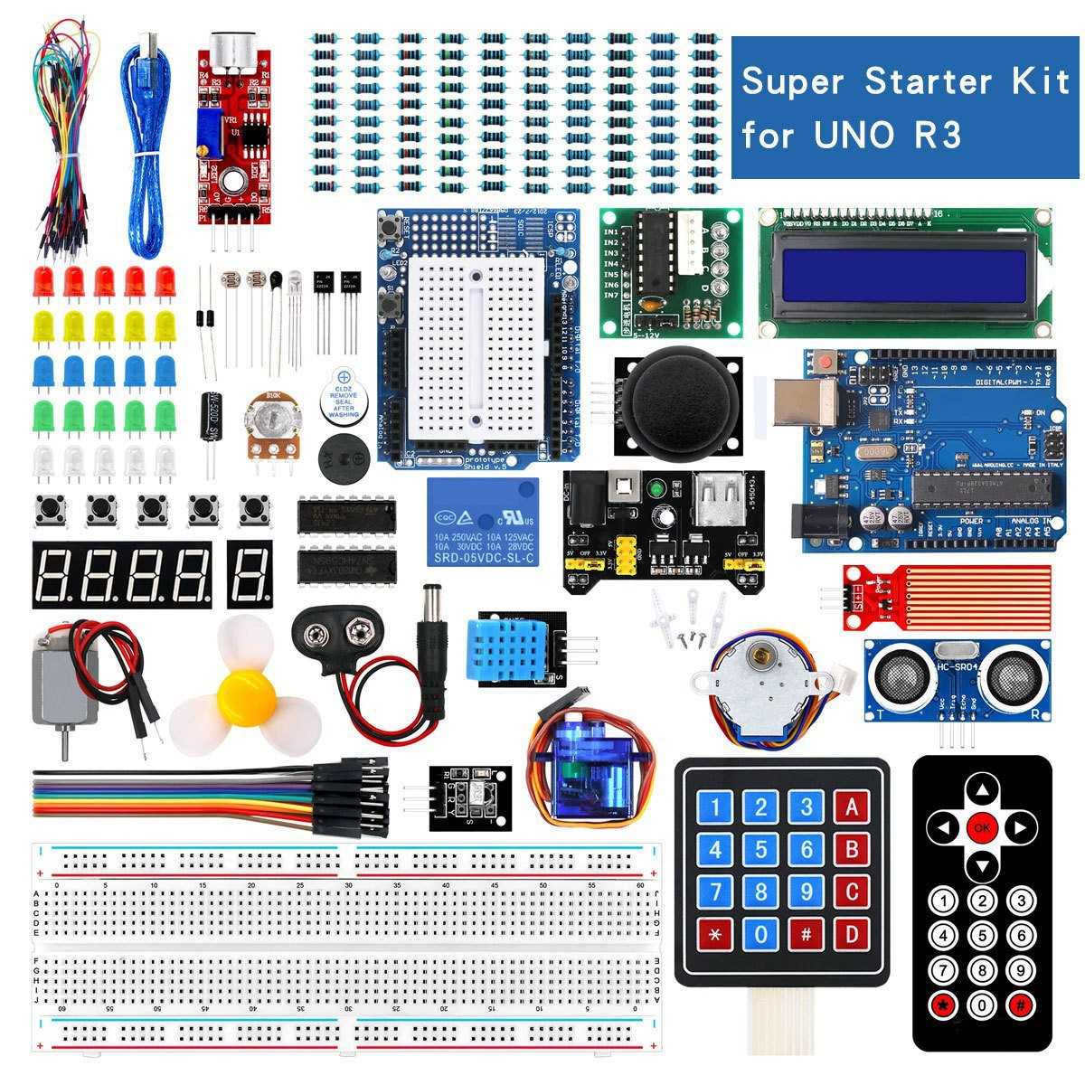 UNO R3超级入门套件 面包板 步进电机 SG90 1602 LCD 兼容Arduino图片
