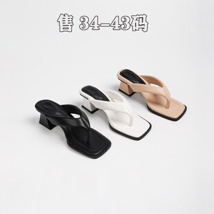 女外穿2025新款 4j3凉鞋 粗跟夹脚人字拖鞋 夏 夹趾凉拖鞋 女鞋 大码