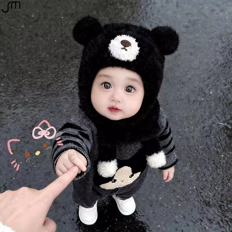 【买糖糖】一捏会叫宝宝帽子围脖